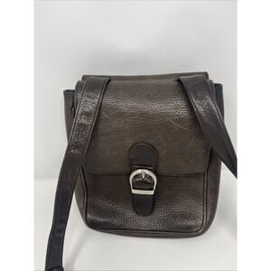 Vintage 90s Eddie Bauer Dark Brown Pebbled Leather Crossbody Purse